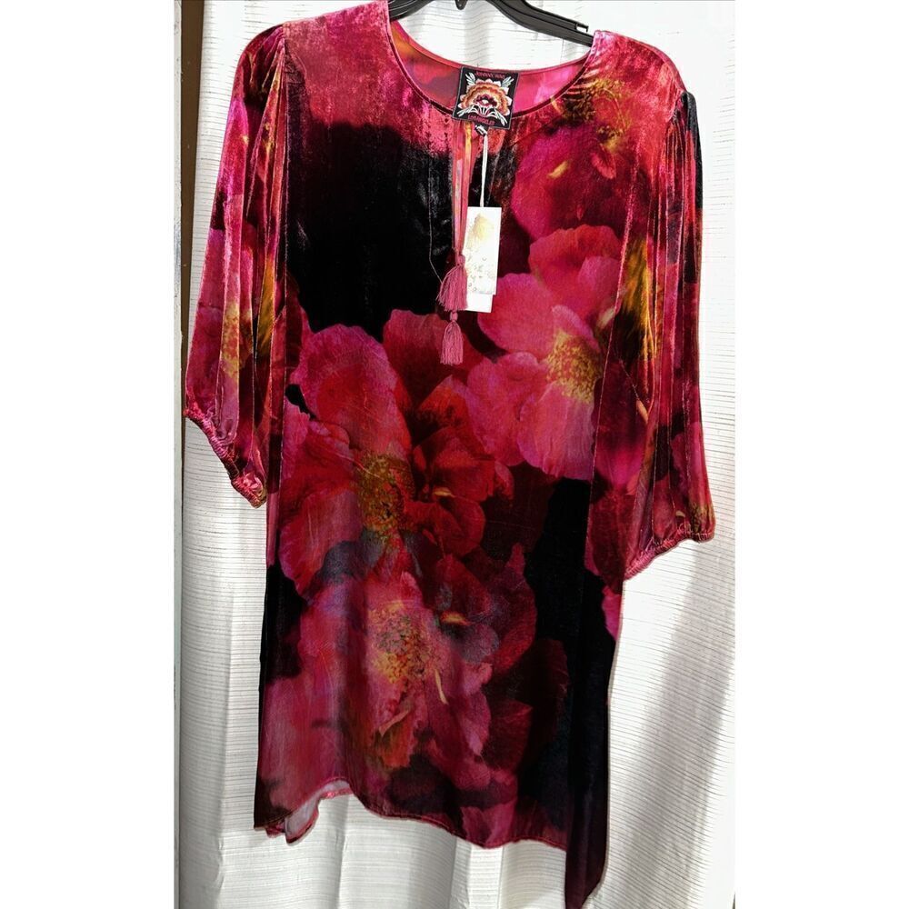 Johnny Was Women's Size XXL Ruby Bloom Velvet Vesna Mini Shift Dress $350
